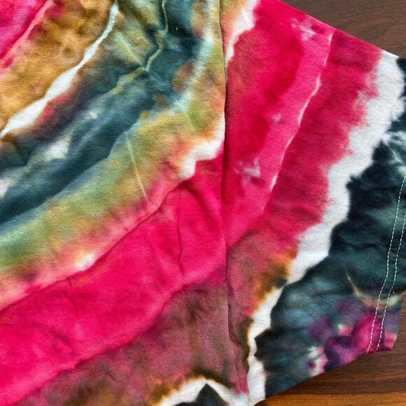 Tie Dyed Unisex T-shirt - Geode Ice Dye - Pink Green - Handmade (2XLarge) - Picture 10 of 12